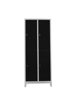 Demir Dolap Ofis 4 lü Standart Soyunma Dolabı Gri-Siyah