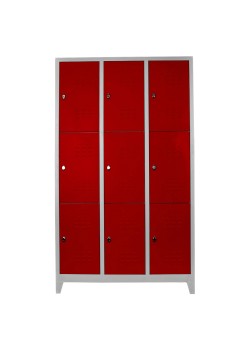 Demir Dolap Ofis 9 lu Standart Soyunma Dolabı Gri-Kırmızı Demir Dolap Ofis 9 lu Standart Soyunma Dolabı Gri-Kırmızı