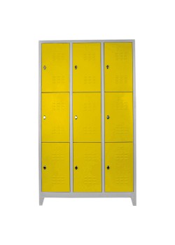 Demir Dolap Ofis 9 lu Standart Soyunma Dolabı Gri-Sarı