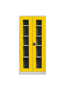 Demir Dolap Ofis Camlı 198 lik Dosya Dolabı Gri-Sarı